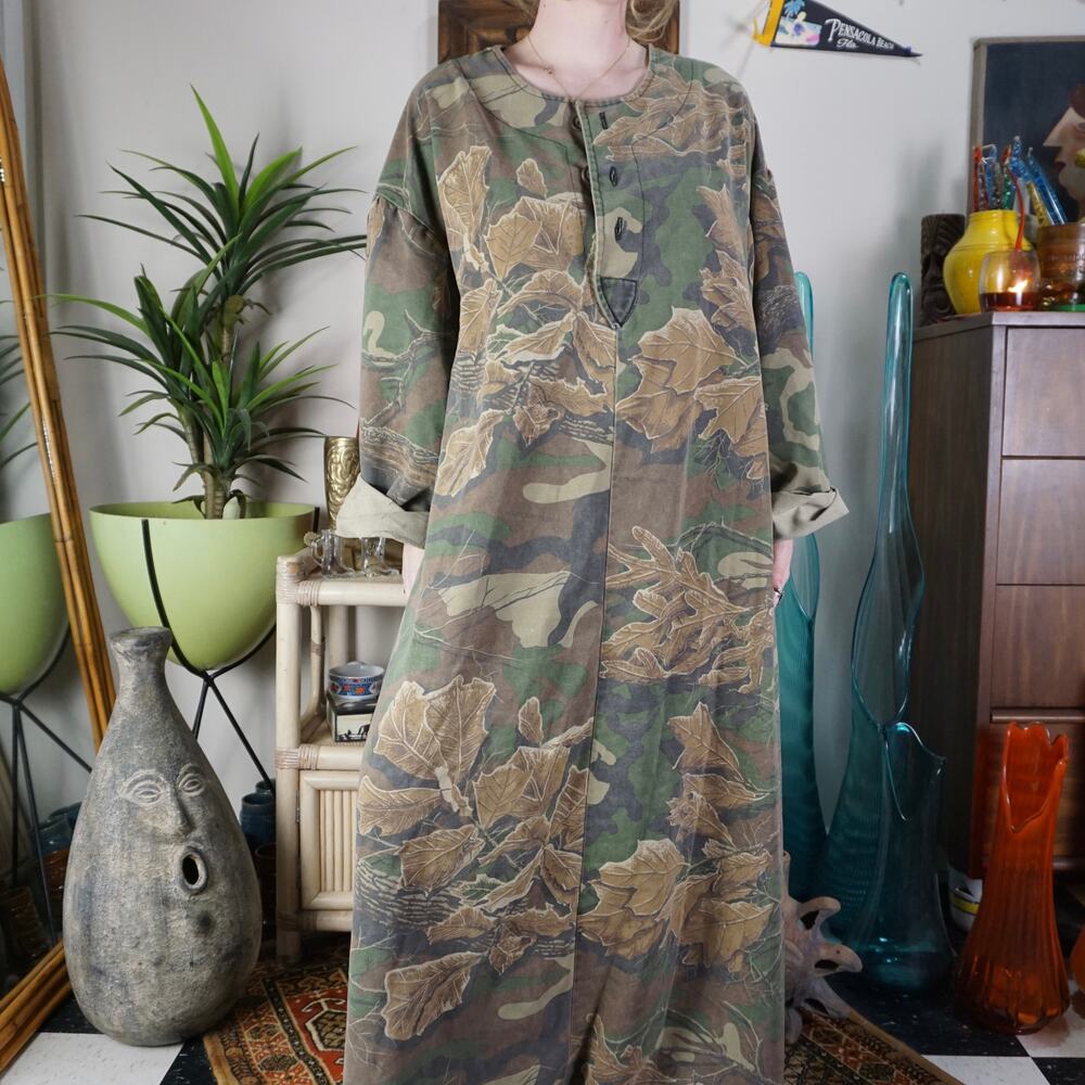 Vintage camo realtree henley long sleeve muumuu